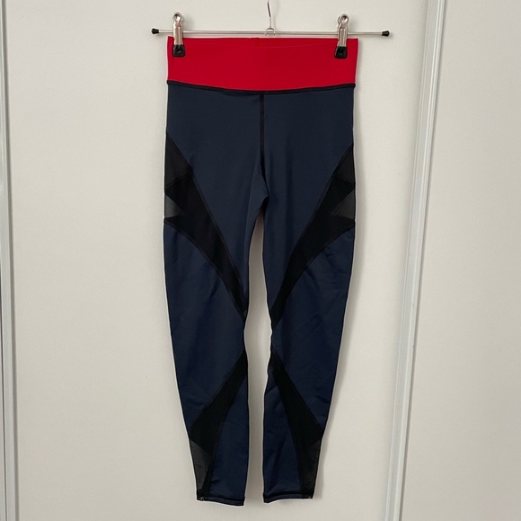 MICHI Pants - Michi Navy Mesh Cut Out Leggings 25"